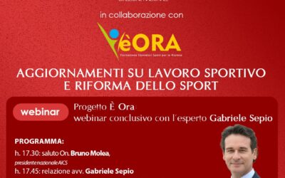 Riforma sport e lavoro sportivo, webinar pubblico con l’avvocato Gabriele Sepio