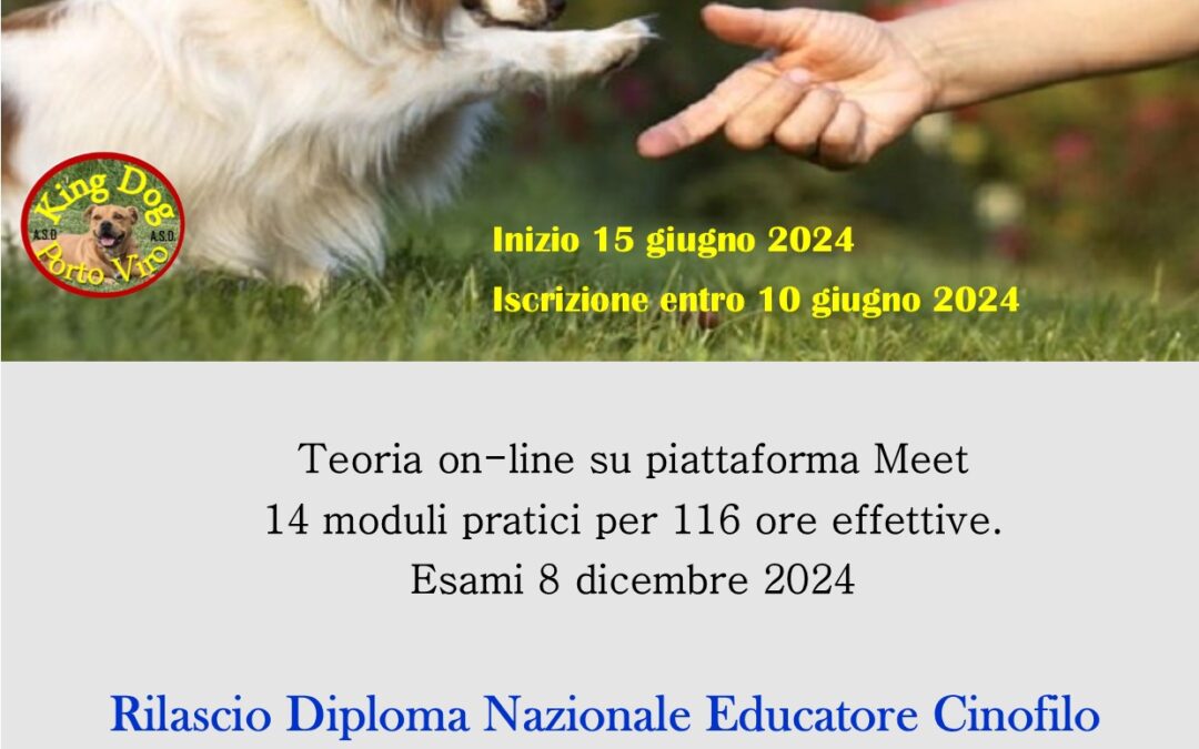 Cinofilia, percorso formativo per educatore cinofilo