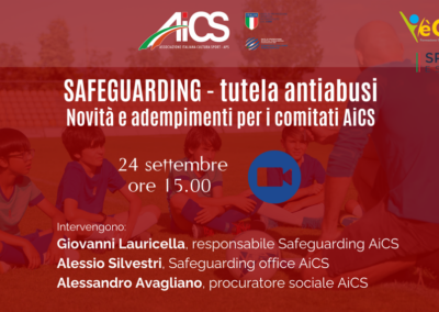 Safeguarding, webinar gratuito per i comitati provinciali e regionali AiCS