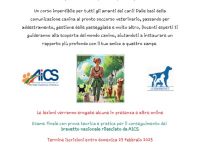 Cinofilia, corso per dog sitter