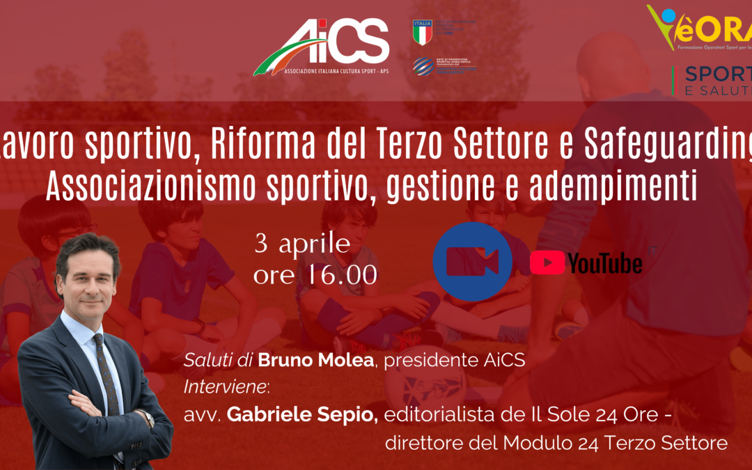Safeguarding, Riforma Sport e del Terzo Settore, webinar gratuito con l’avvocato Sepio