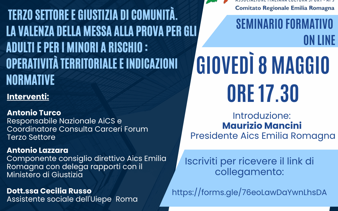 Emilia Romagna, Carcere e Welfare: seminario formativo on line 