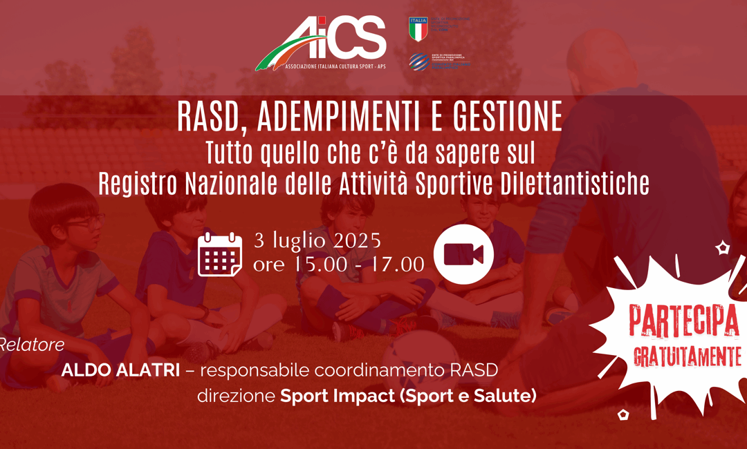 RASD, formazione gratuita per i comitati AiCS con il personale tecnico di Sport e Salute