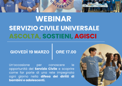 Servizio Civile Universale: webinar di presentazione dei progetti di Telefono Azzurro