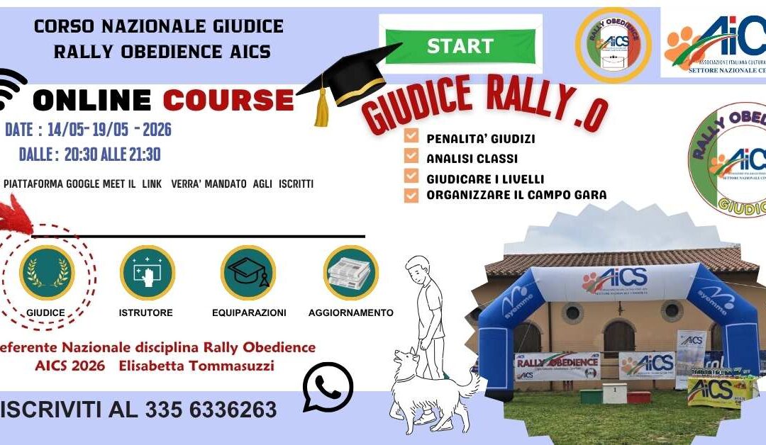 Cinofilia, al via il corso nazionale online per Giudice Rally Obedience AiCS