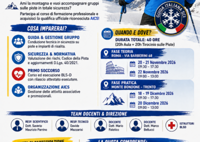 Sport invernali, al via il corso AiCS per Operatore Volontario – Guida Italiana Sci Alpino di I livello