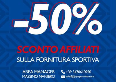 EYE Sport, sconto del 50% sulle forniture sportive per le affiliate AiCS