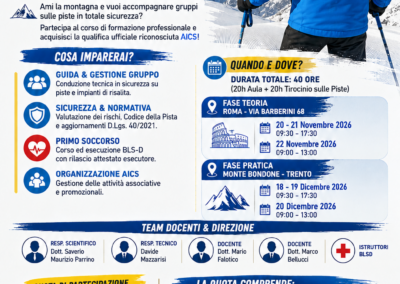Sport invernali, al via il corso AiCS per Operatore Volontario – Guida Italiana Sci Alpino di I livello
