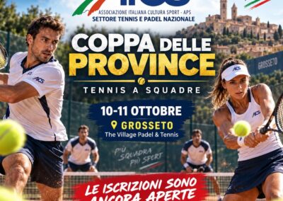TENNIS AiCS, record di iscrizioni a Grosseto: 110 atleti e 34 squadre per la Coppa delle Province