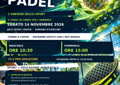 GREEN PADEL arriva a Romano D’Ezzelino: sport e ambiente in campo il 14 novembre